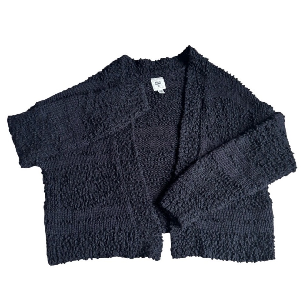 Billabong Black Textured Open-Front Knit Cardigan small *